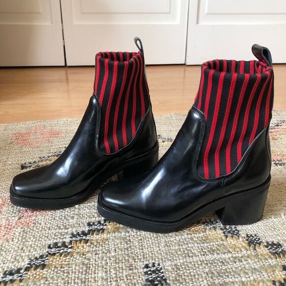 & Other Stories Black and Red Sock Heeled Booties - Picture 4 of 8